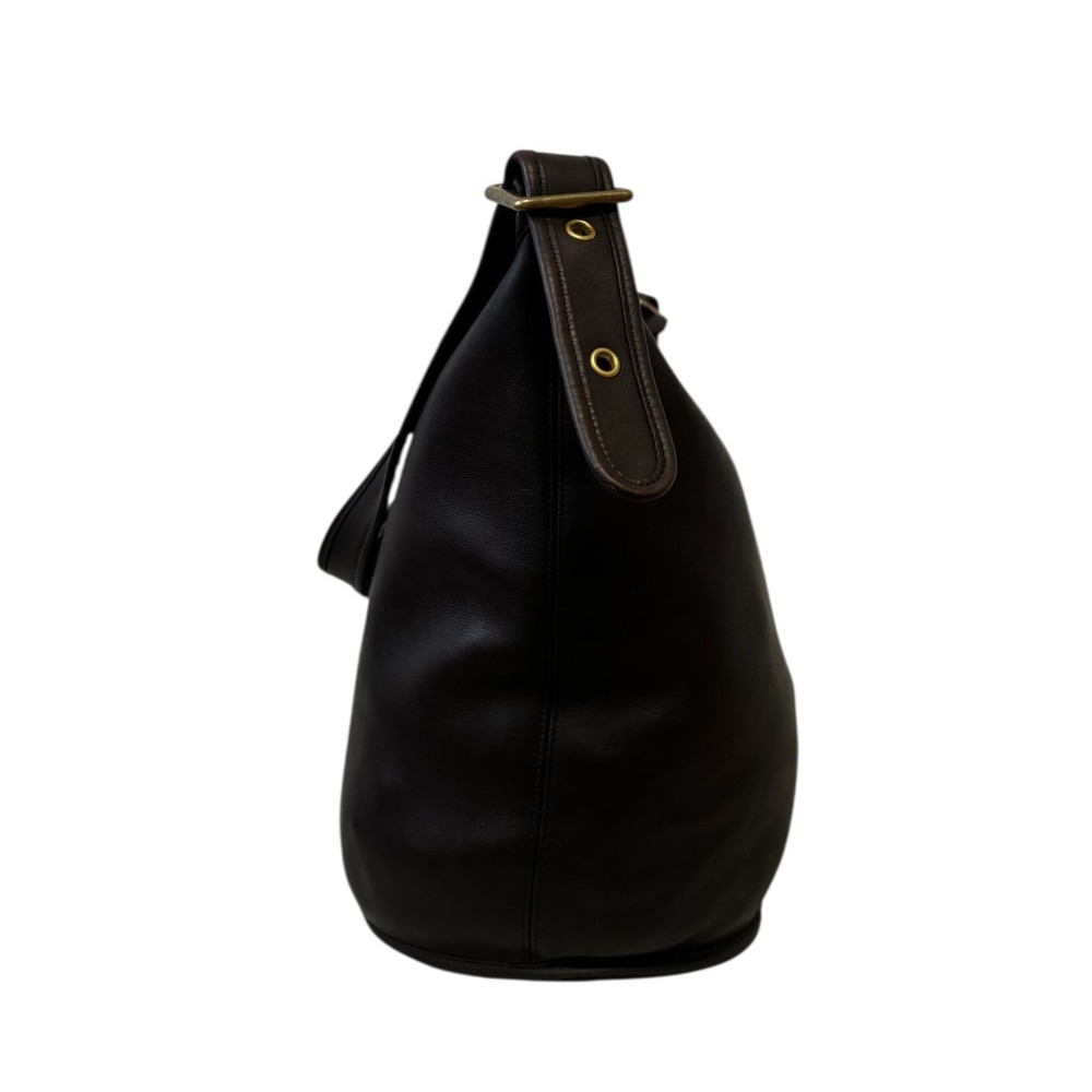 Vintage Coach Duffel Sac Bucket Bag Dark Brown Leather Brass 9085 Large Hobo - Picture 4 of 16